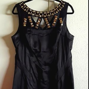 🖤👑💖 STUNNING BLACK DRESS W/BRONZE NECKLINE 💖👑🖤